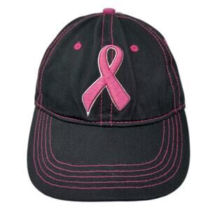 American Crown Baseball Cap Black One Size Pink Ribbon Awareness Hat Adjustable